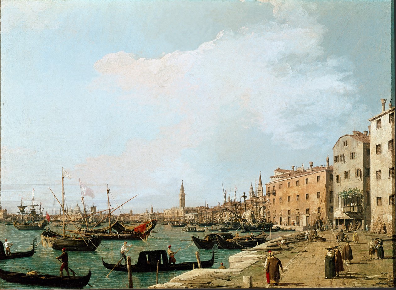 Pohled na riva degli Schiavoni, Benátky (olej na plátně od Canaletto