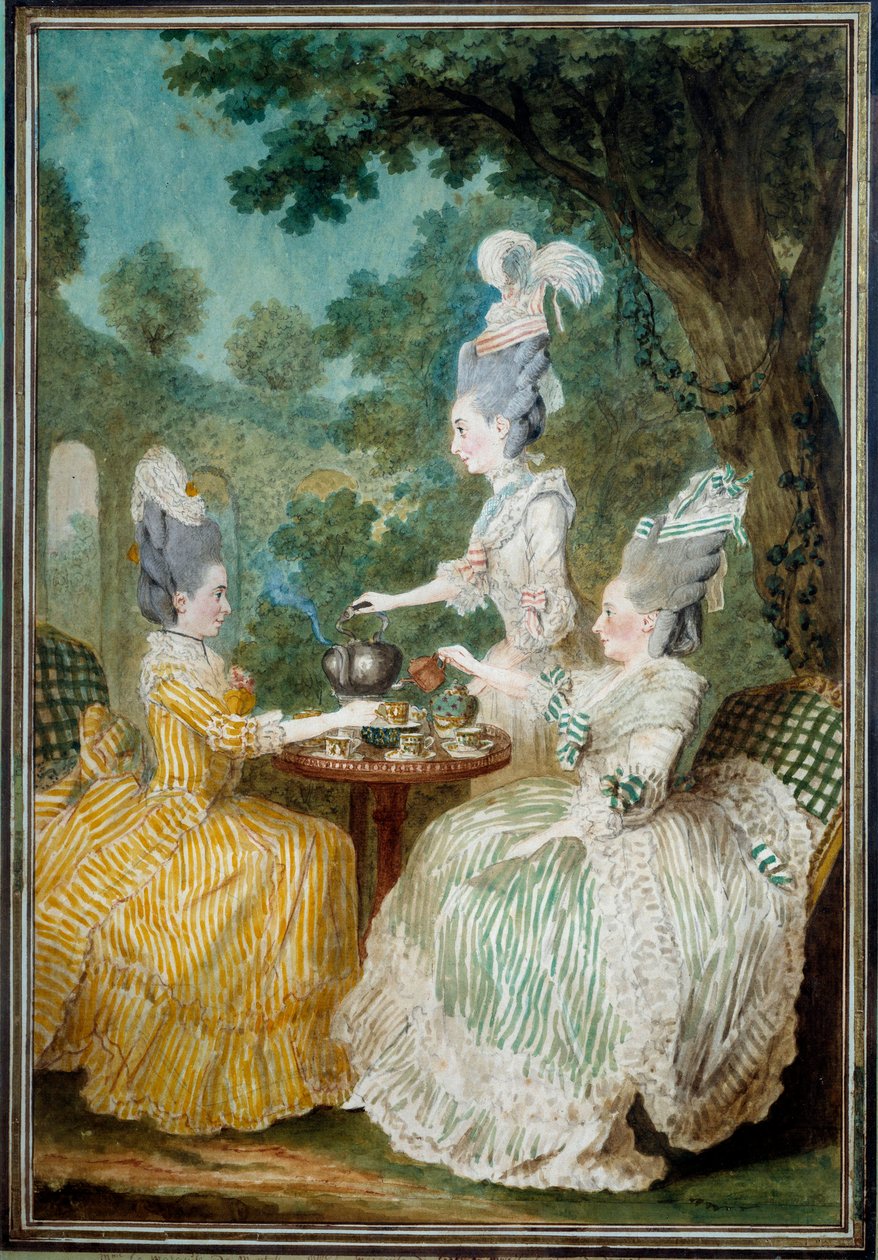 Dámy z Montessonu, Crestu a Damašku s akvarelem Louis carrogis dit Carmontelle (1717-1806) 1773. Paříž, Musee Carnavalet od Carmontelle