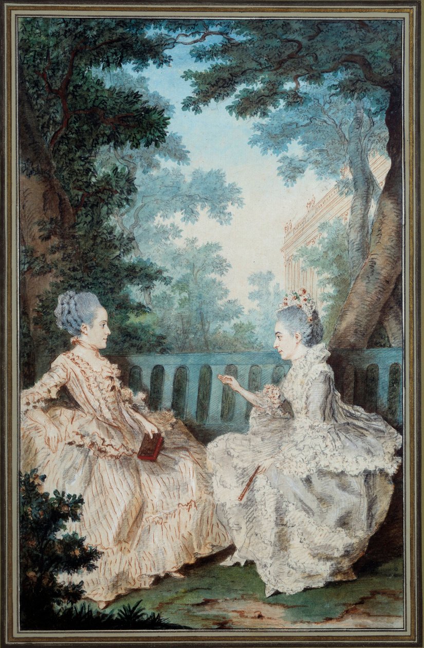Madame de Breget a Madame de Cassine Akvarel od Louis carrogis dit Carmontelle (1717-1806) 18. století. Paříž, Carnavalet Museum od Carmontelle