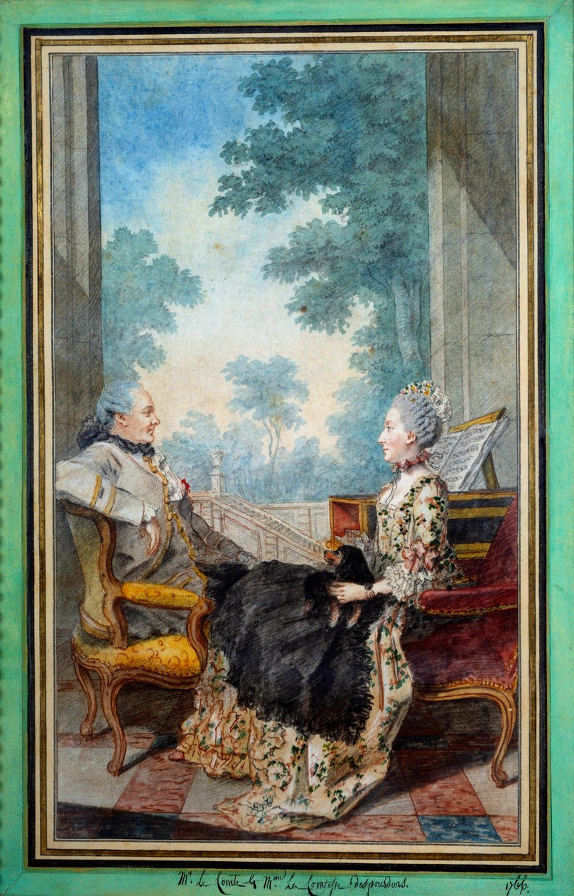 Monsieur a Madame Despourdons Akvarel Louis Carrogis Carmontelle (1717-1806) 1766 Paříž, Musee Carnavalet od Carmontelle