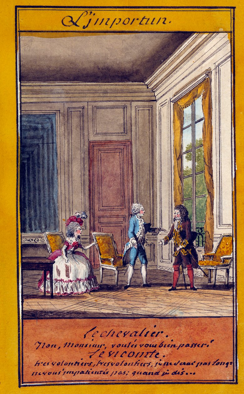 Nevítaná ilustrace řady přísloví. Akvarel od Louise Carrogise dit Carmontelle (1717-1806) 18. stol. Chantilly, Conde Museum od Carmontelle