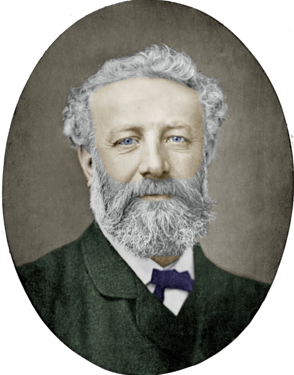 Jules Verne (1828-1905) francouzský romanopisec, fotografie Nadar, kolorovaný obraz od (1820 1910) Nadar