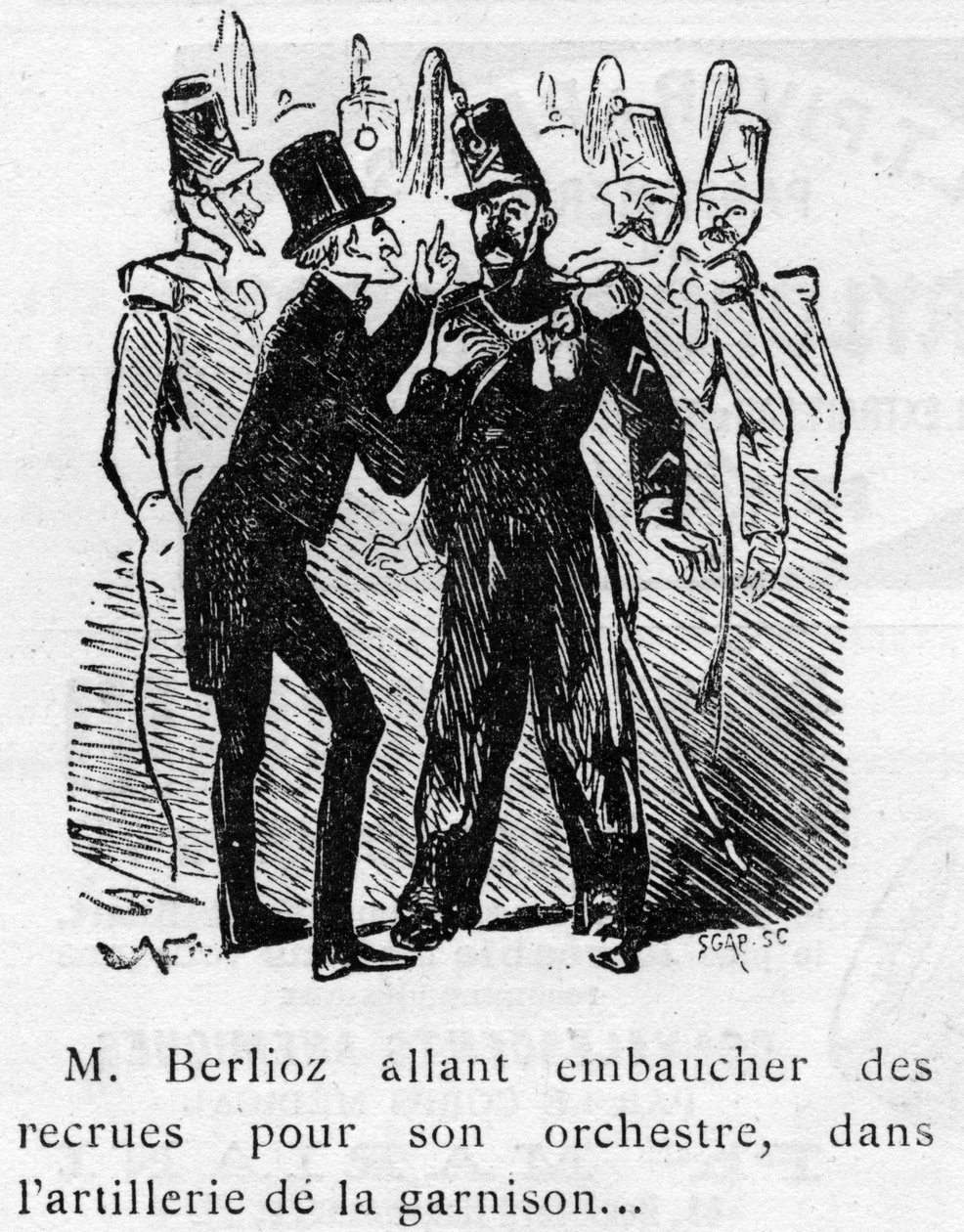 Karikatura o díle Berlioze (1803-1869) navržená Nadarem v roce 1856 pro Journal pour rire. od Nadar