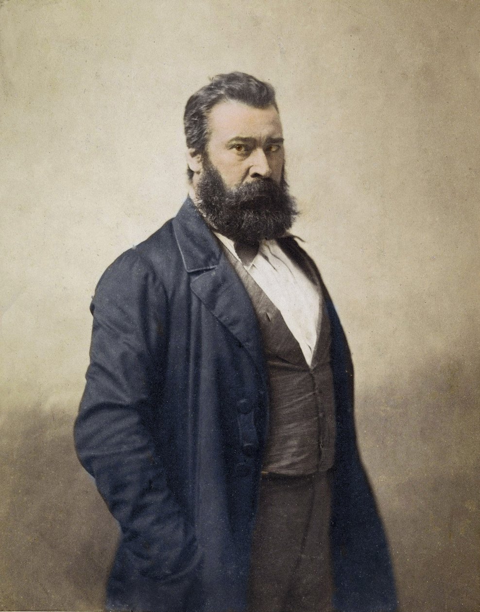 Jean Francois Millet (1814-1875) francouzský malíř c. 1870 foto Nadar - Digitální kolorování - Portrét de Jean-Francois (Jean Francois) Millet (1814-1875), malíř, rytec. Fotografie Nadara. 19. století od Nadar