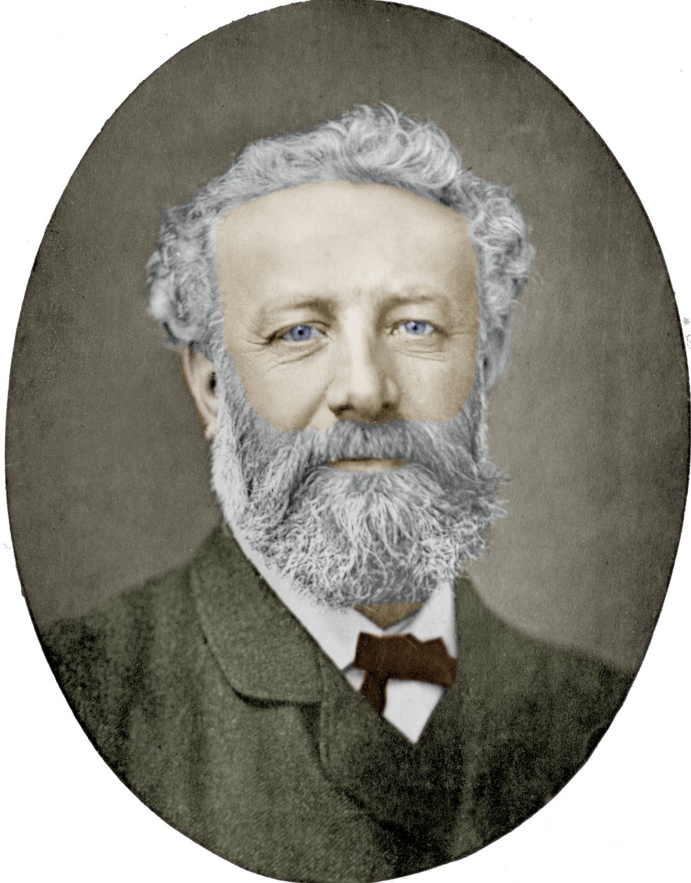 Jules Verne (1828-1905) francouzský romanopisec, fotografie Nadar, kolorovaný obraz od (1820 1910) Nadar