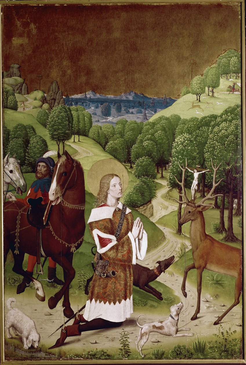 St Hubert konverze (olej na panelu od (active c.1463 c.1490) Master of Wilten