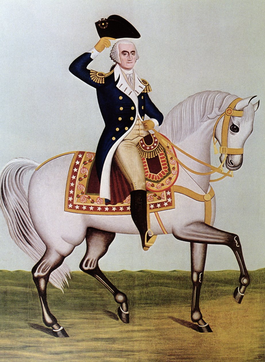 George Washington na koni (barevné lito) od (after) American School