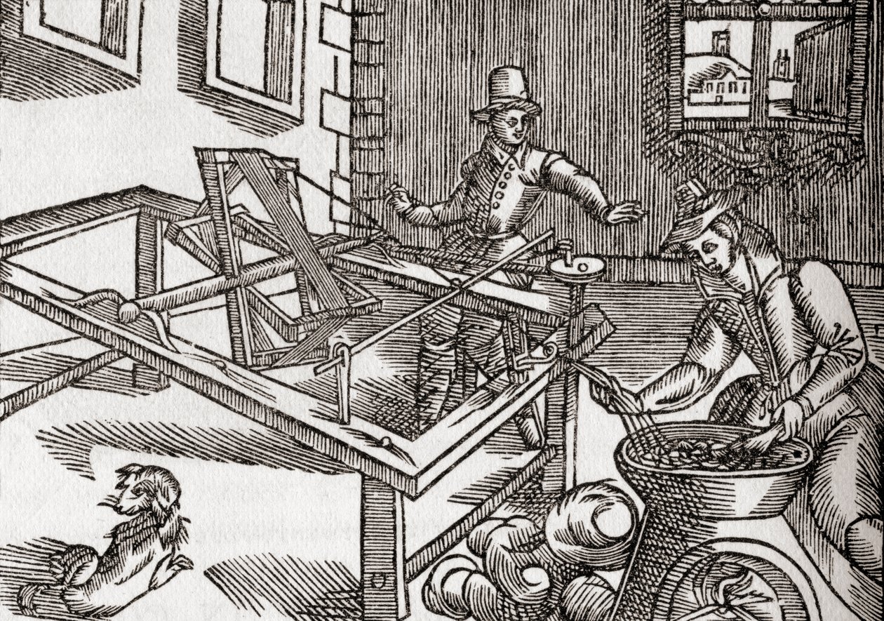 Hedvábné vinutí, faksimile obrazu v knize Edwarda Williama "Virginia Truly Valued", 1650, z 