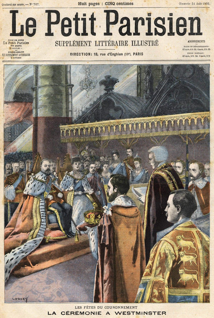 Korunovace Edwarda VII ve Westminsteru. Pokryjte Little Parisien ““, 24/08/1902 ”(rytina) od (after) Carrey