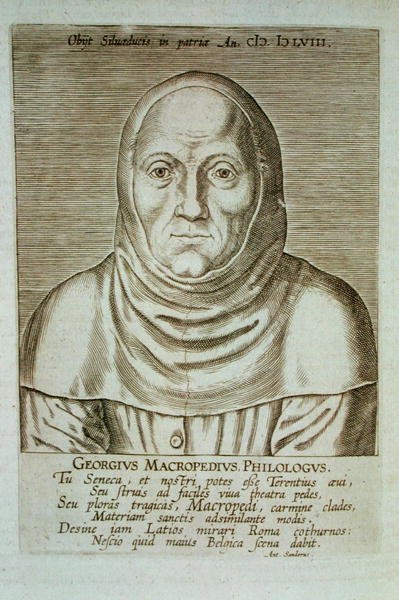 Georgius Macropedius Philologus (asi 1486-1588) (dřevořez) od (after) Dutch School
