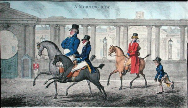 Ranní jízda, leptaná Jamesem Gillrayem (1756-1815), publikovala Hannah Humphrey v roce 1804 (ručně kolorovaný lept) od (after) English School
