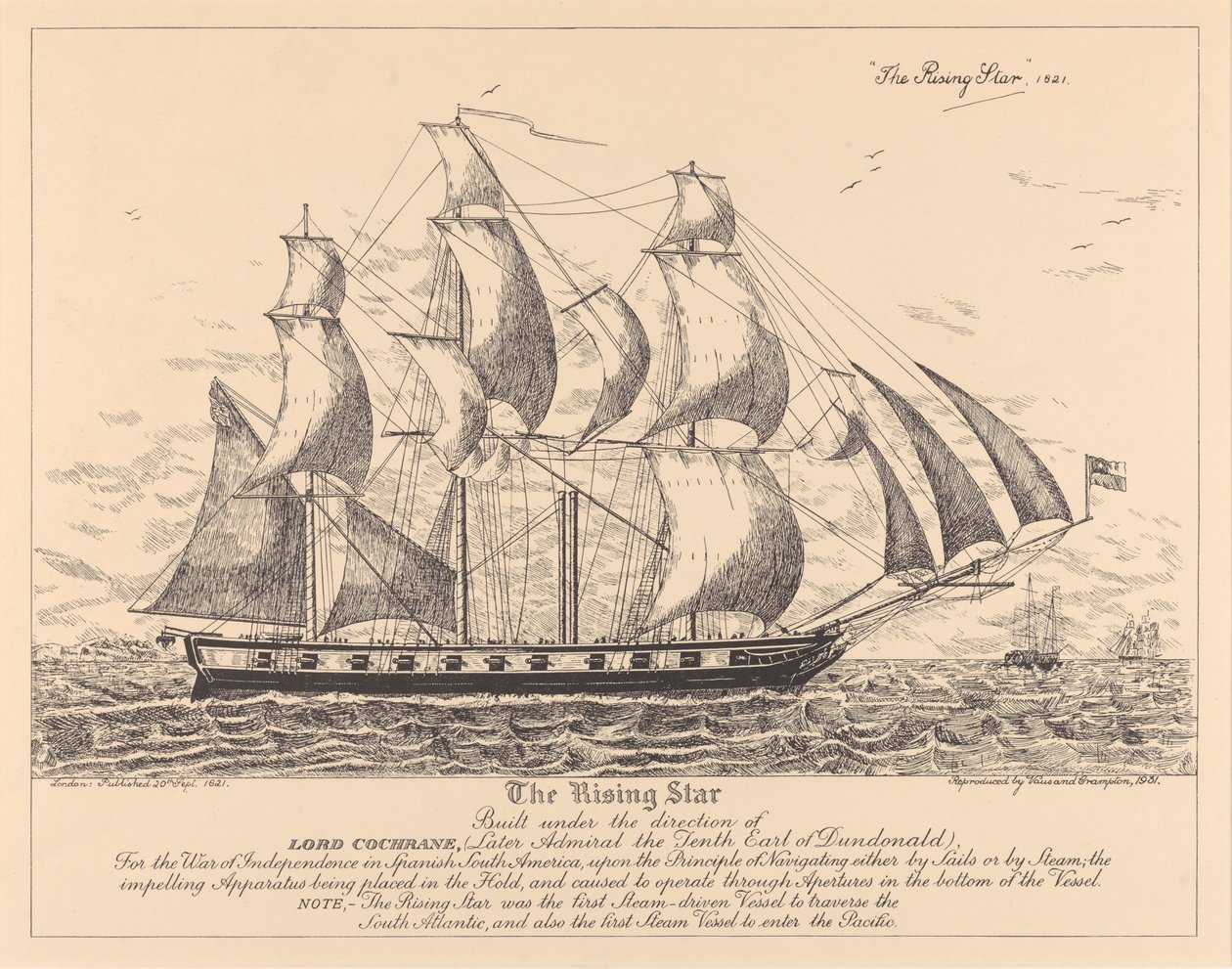 Vycházející hvězda (1821) postavená pro válku za nezávislost ve španělské Jižní Americe od (after) English School