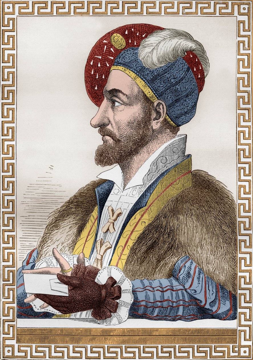 Charles III vévoda z Bourbonu, známý jako Connetable of Bourbon (1490-1527), connetable Francie v letech 1515-1521, poté vstoupil do služeb Charlese Quinta, rytina po Gaignieresovi z knihy „Francois1er“ od De Lescure od (after) French School