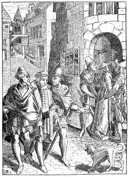 Proboštova věznice, rue de la Tannerie, Paříž, po dřevorytu v „Praxis Rerum Civilium“ od Joose de Damhouder (1507-81) publikoval Antverpy od (after) French School