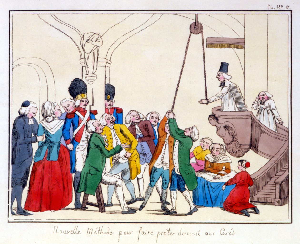 Tři řády Francie podle obrazu zachovaného na radnici v Aix en Provence. Karikatura o nerovnosti tří řádů po revoluci 1789. od (after) French School