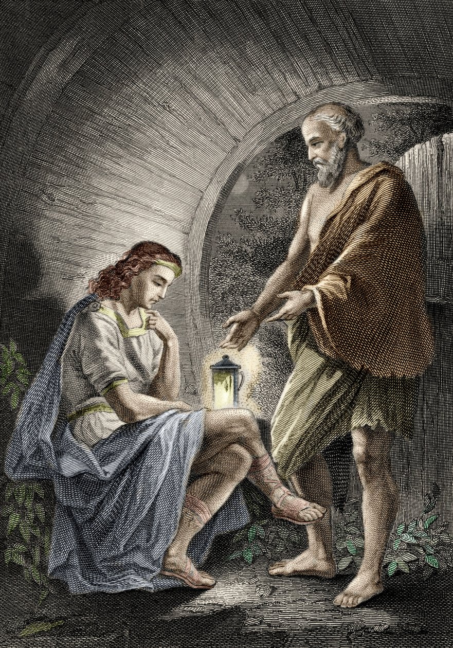 Řecký filozof Diogenes ze Sinope, známý jako cynik od (after) German School