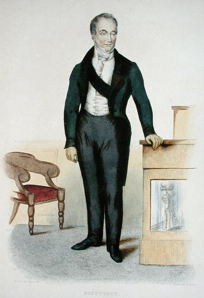 Guillaume Dupuytren (1777-1835), ilustrace z knihy E. Mennecheta "Le Plutarqe Francaise", vyryl Langlois od (after) Laederick