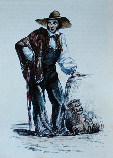 Obyvatel Roussillonu, ilustrace z „Les Francais Peint Par Eux-Memes“, vyryl Birouste od (after) Loubon