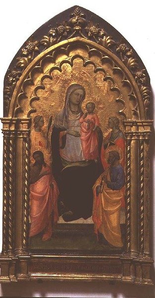 Madonna a dítě se svatými (tempera na panelu) od (c.1370 1425) Lorenzo Monaco