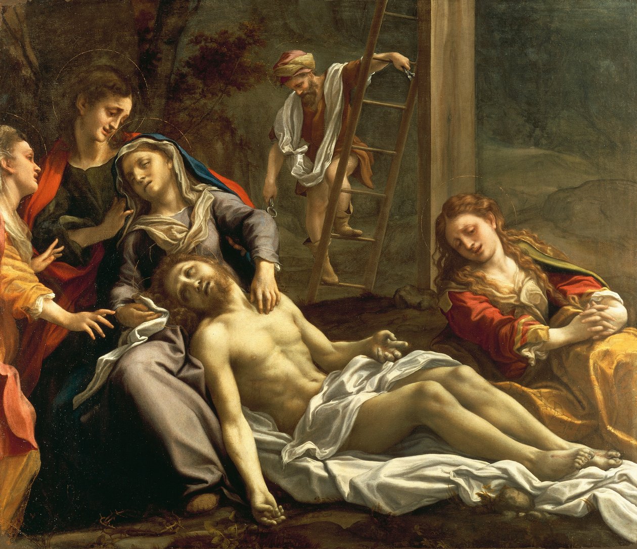 Oplakávání nad mrtvým Kristem, cca 1524, Antonio Allegri, známý jako Correggio (1489-cca 1534), olej na plátně od (c.1489 1534) Correggio