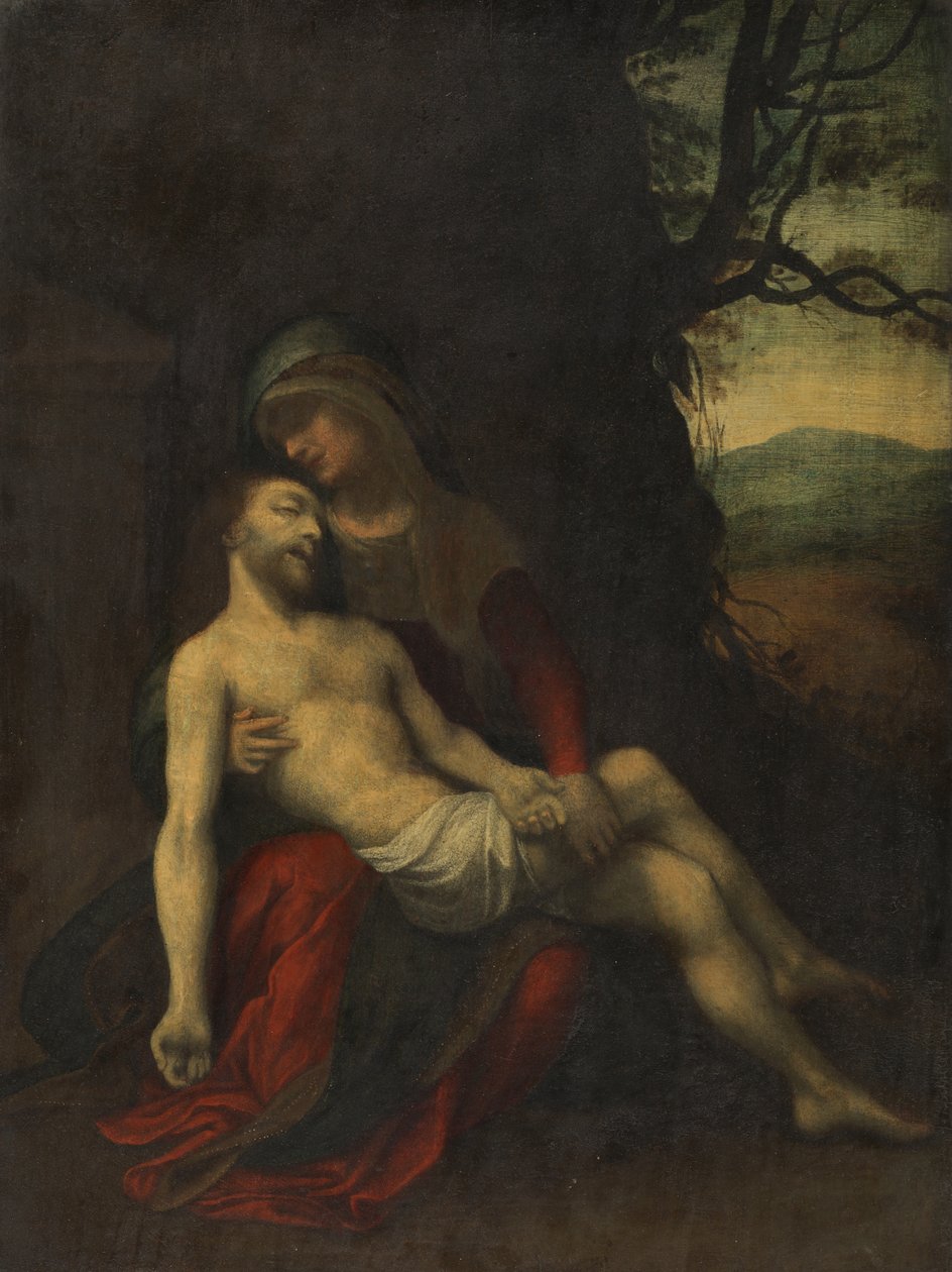 Pietà, cca 1520-30 (olej na panelu) od follower of Correggio