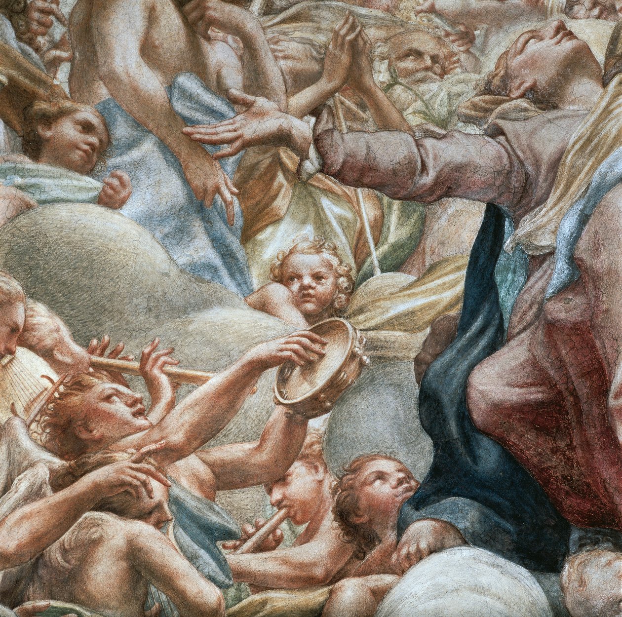 Andělé hrají hudbu, detail Nanebevzetí Panny Marie od (c.1489 1534) Correggio