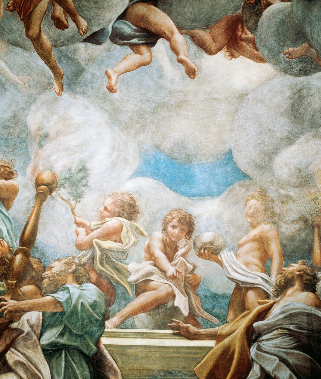 Efebes a apoštol, detail z Nanebevzetí Panny Marie od (c.1489 1534) Correggio