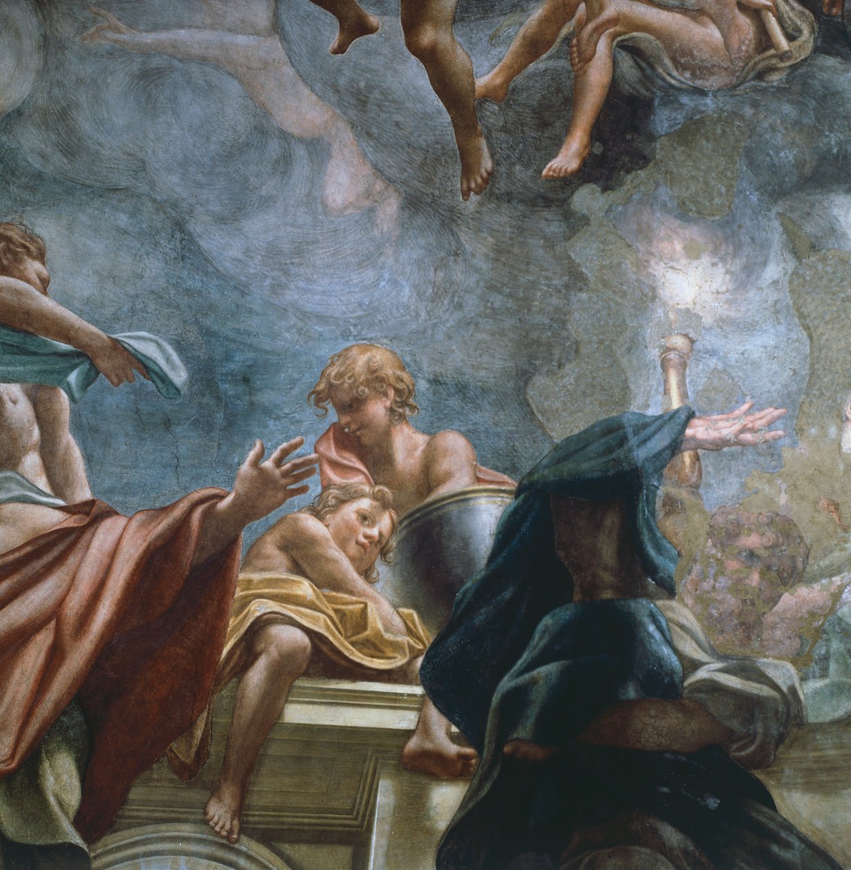 Postava apoštola, detail fresek kopule katedrály v Parmě, od Antonia Allegri Da Correggia (1489-1534) od (c.1489 1534) Correggio