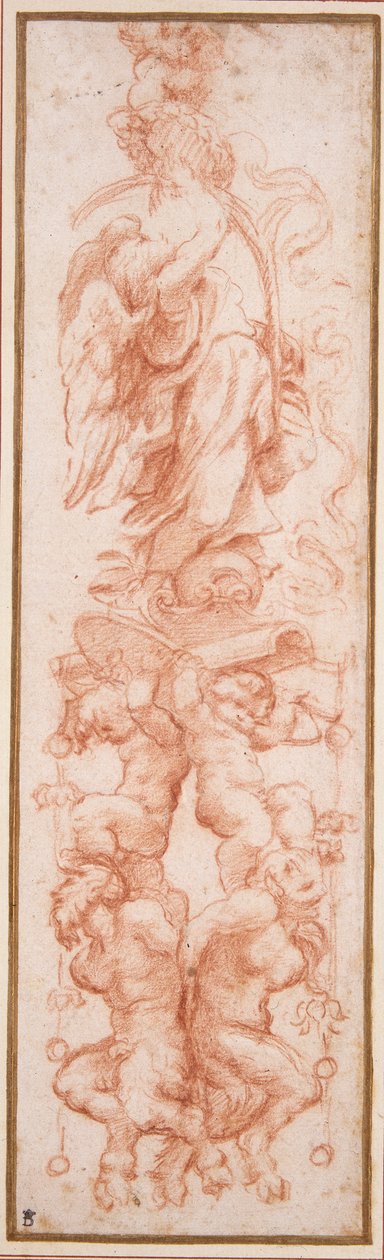 Groteskní dekorace pro žebro klenby (červená křída na bílém papíře) od (c.1489 1534) Correggio