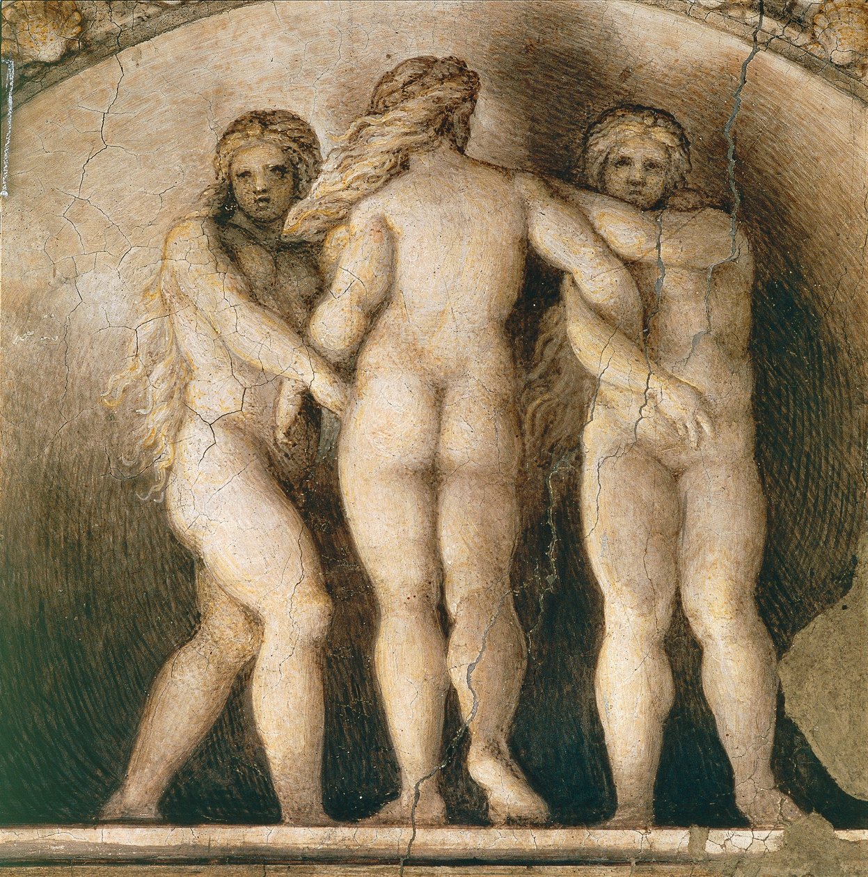 Luneta tří osudů, detail výzdoby z Komory sv. Pavla nebo Abatyše od (c.1489 1534) Correggio