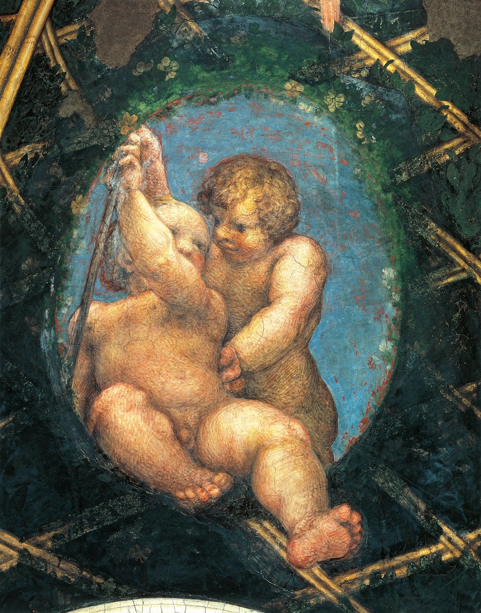 Vejčitý s andělíčky, detail výzdoby z Komory sv. Pavla nebo Abatyše od (c.1489 1534) Correggio