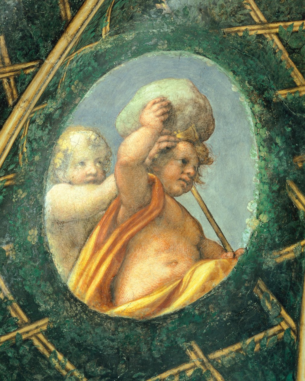 Vejčitý s cherubíny, freska od Antonia Allegri Da Correggia (1489-1534) Pokoj abatyše, klášter San Paolo, Parma, Itálie od (c.1489 1534) Correggio
