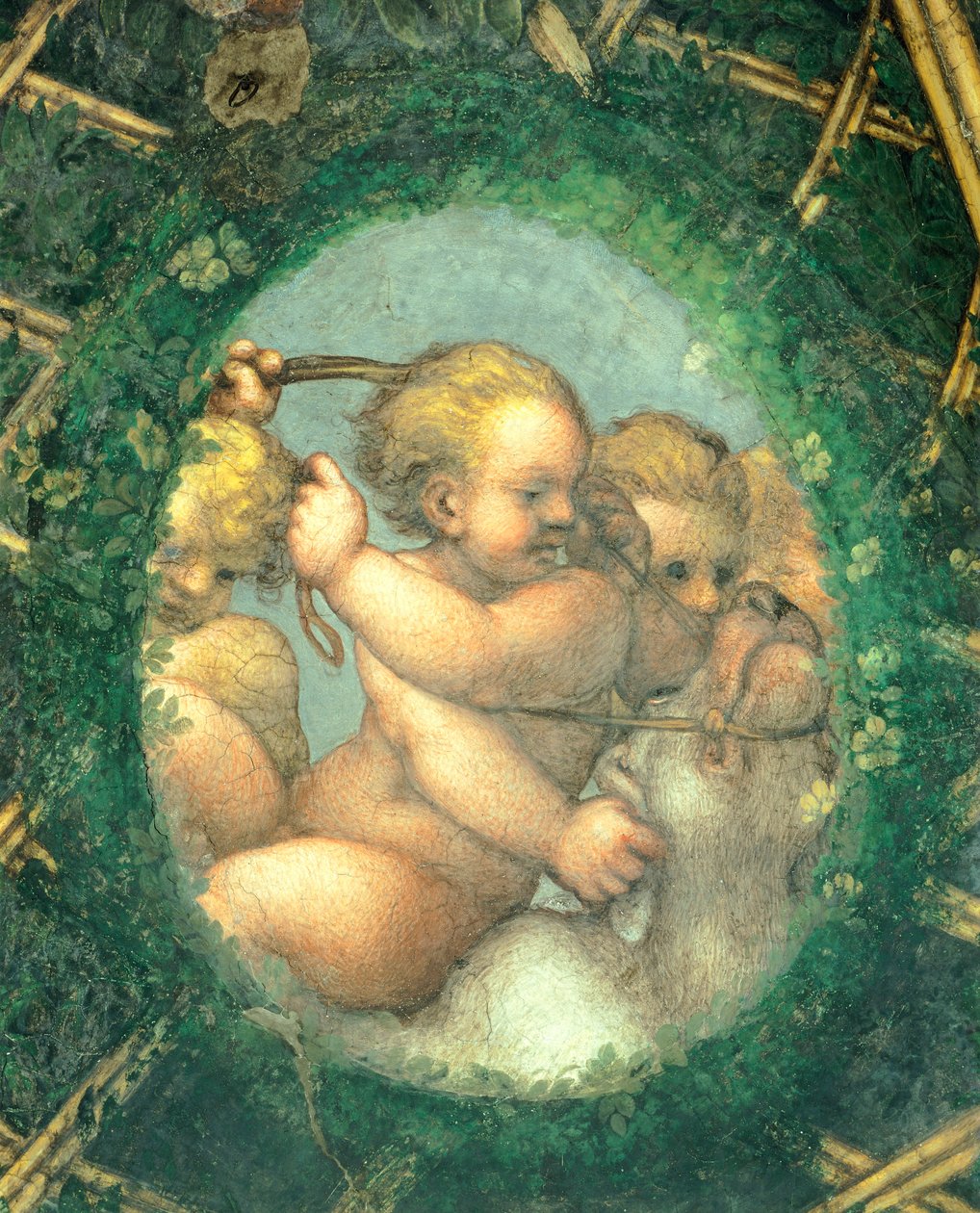 Vejčitý s cherubíny, freska od Antonia Allegri Da Correggia (1489-1534) Pokoj abatyše, klášter San Paolo, Parma, Itálie od (c.1489 1534) Correggio