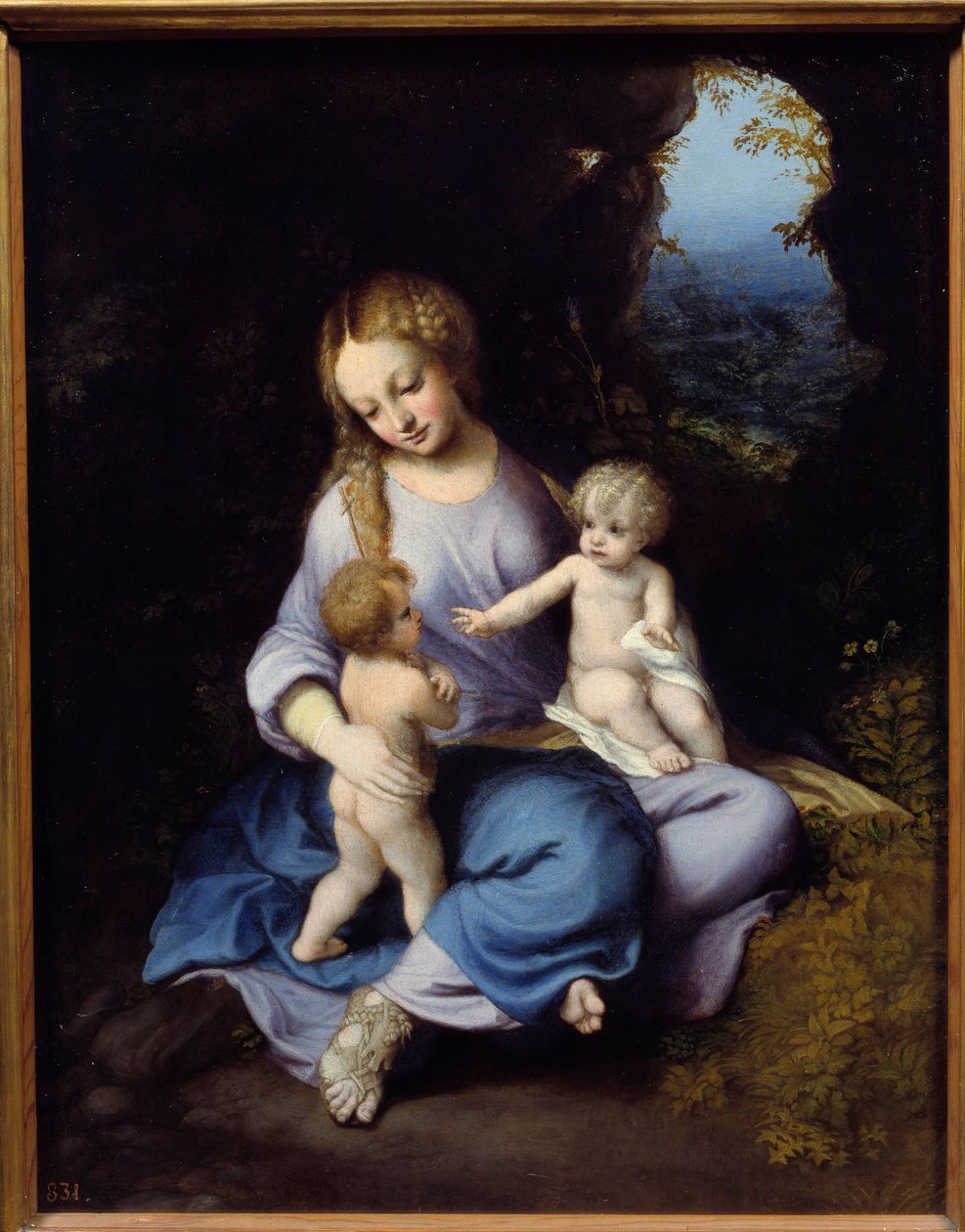 Obraz Panny Marie, Ježíše a svatého Jana Dítěte od Antonia Allegriho (známého jako Correggio nebo Correge 1489-1534) Madrid 16. století, Prado Museum od (c.1489 1534) Correggio