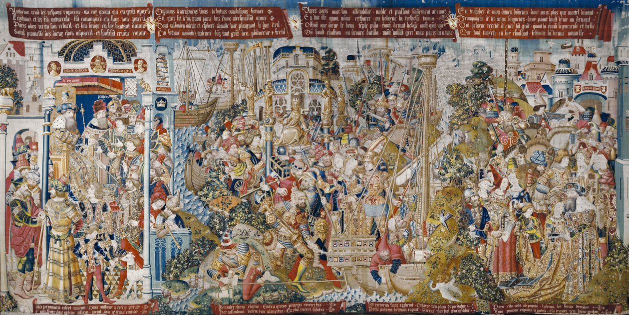 Trojská válka: Znásilnění Heleny, kolem roku 1470 (tapisérie) od (fl.1450 75) Master of Coetivy