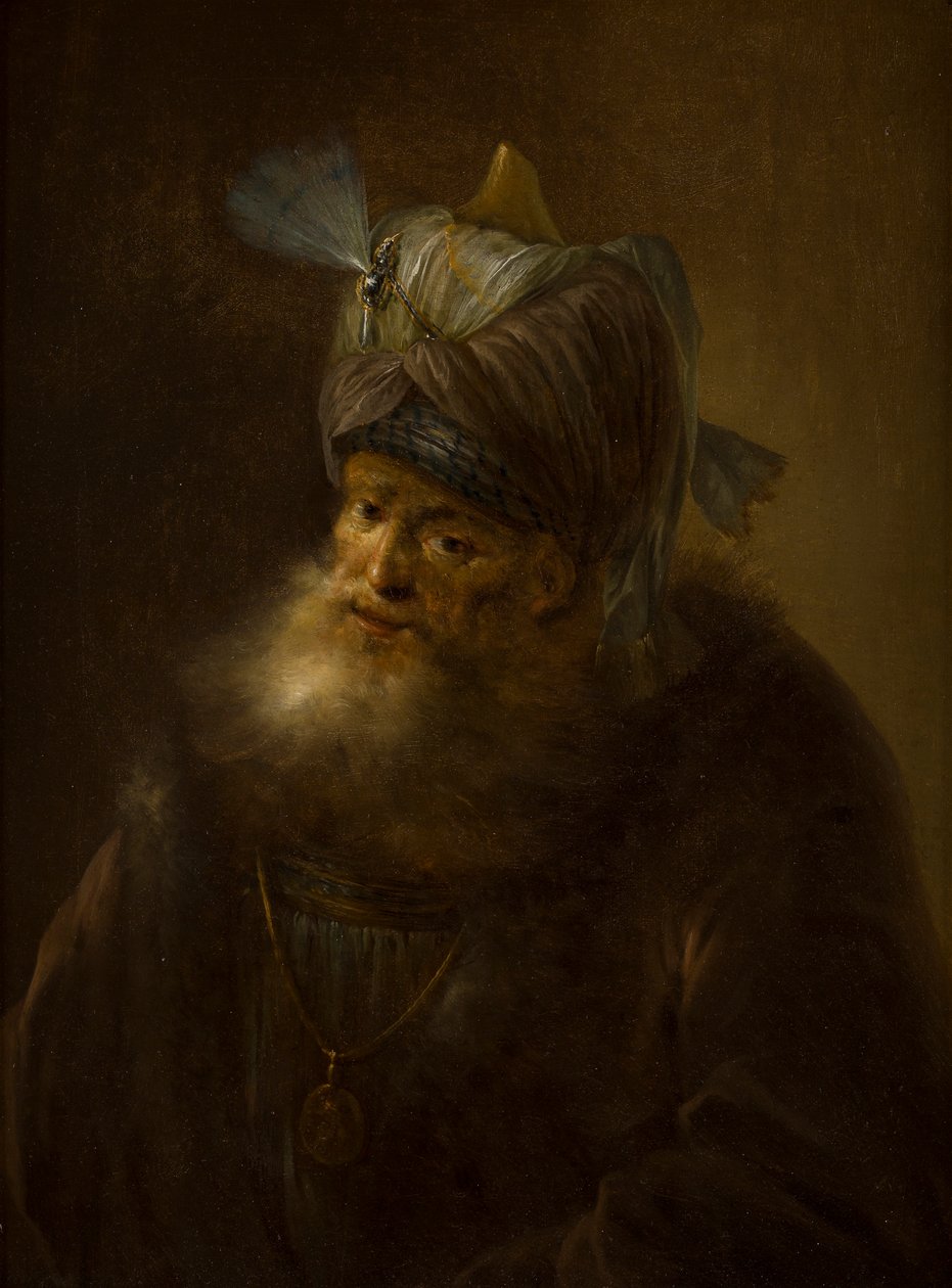 Portrét muže v turbanu (olej na plátně) od (follower of) Rembrandt Harmensz. van Rijn