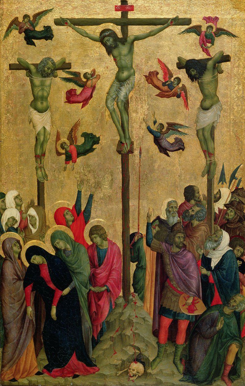 The Crucifixion, c.1315-30 (tempera na panelu) od (school of) Duccio di Buoninsegna