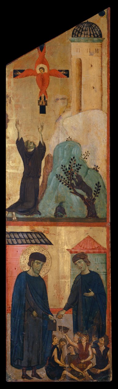 Diptych blahoslaveného Andrea Galleraniho: Svatý František přijímá stigmata a blahoslaveného Galleraniho, vnitřní pravý panel, cca 1270 (malba na panelu) od (workshop of) Guido da Siena
