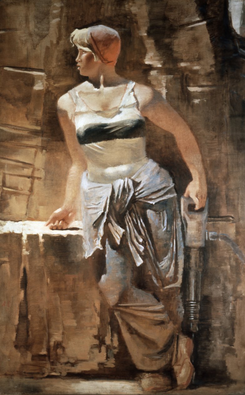 A Girl: Metro-Builder 1937 Malba A, Samokhvalova (1894 - 1971), Socialistický realismus. od Unknown