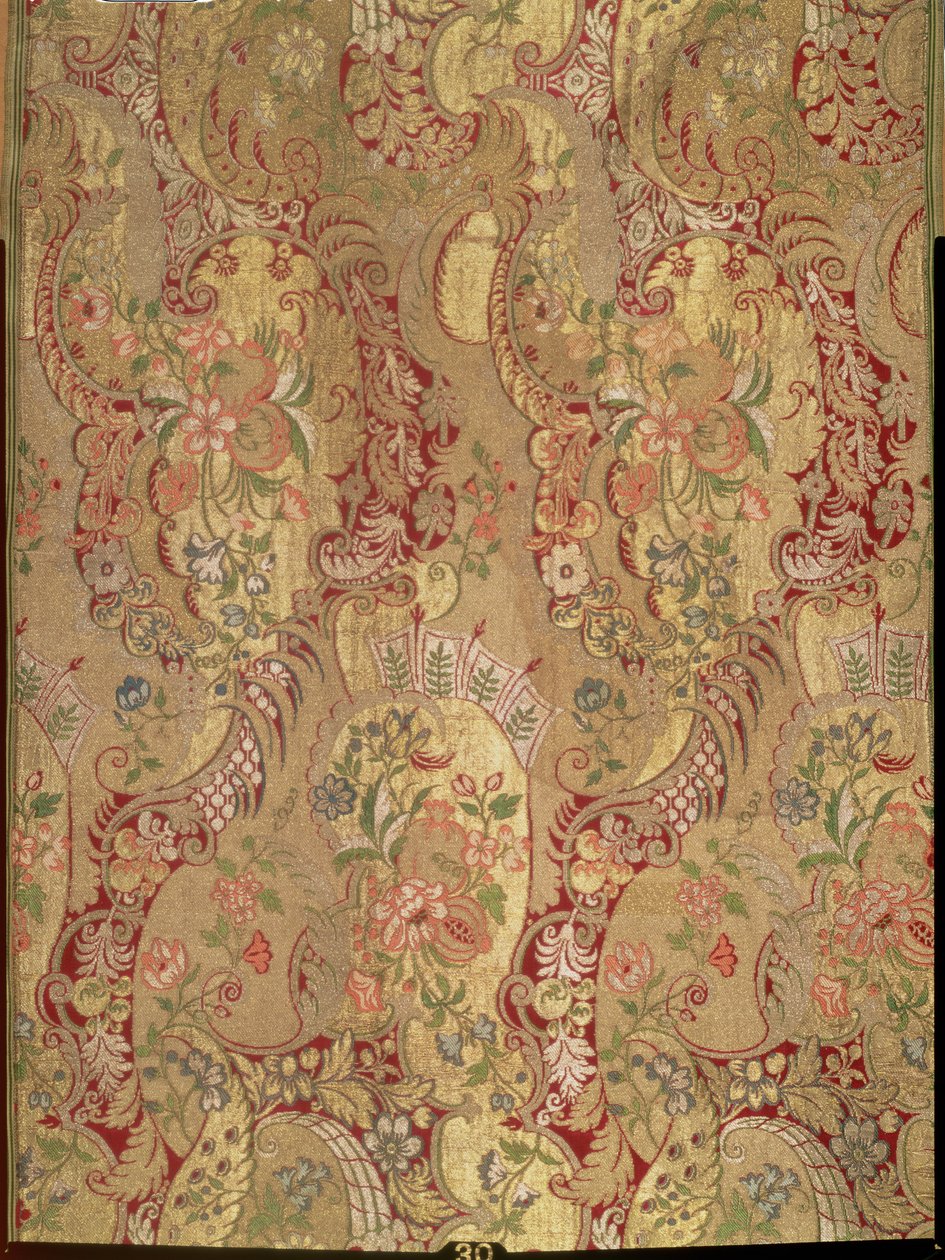 Brokát s exotickým vzorem, italský nebo francouzský, cca 1700 (hedvábí, zlacené a stříbrné nitě) od Unknown