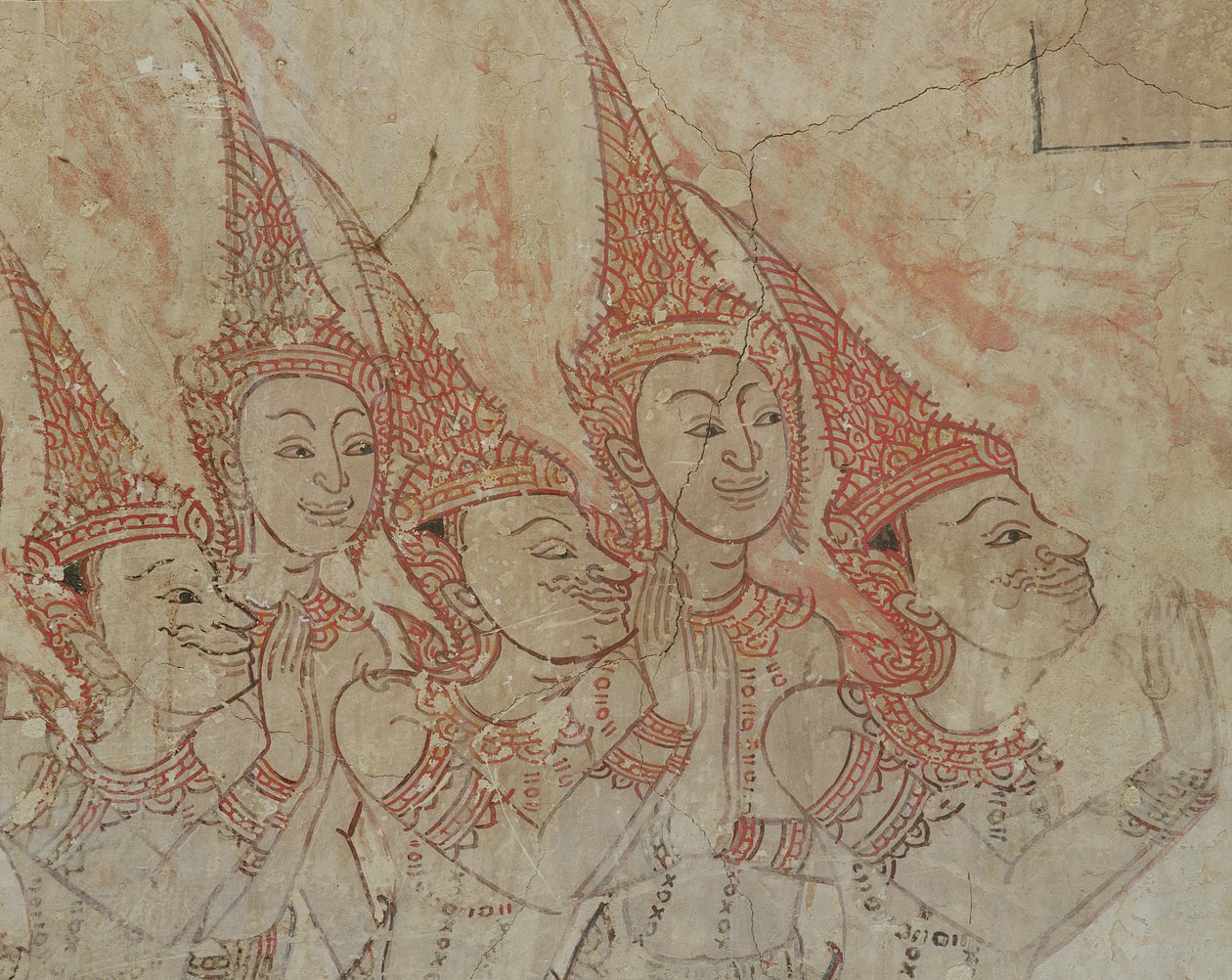 Detail fresky, Wat Compuwek, Nonthaburi od Unknown