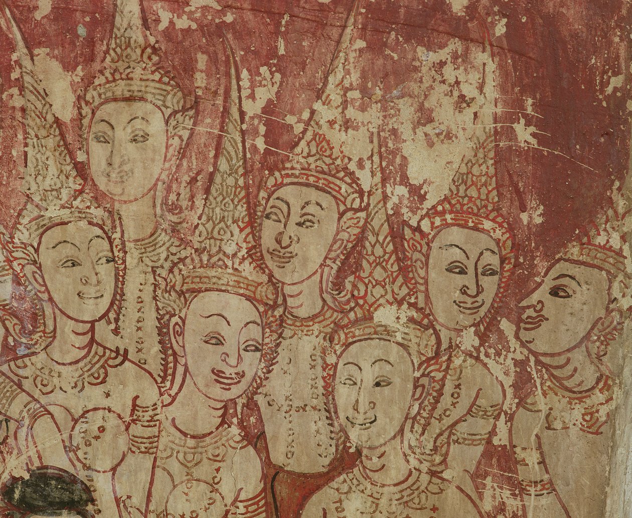 Detail fresky, Wat Compuwek, Nonthaburi, Thajsko od Unknown