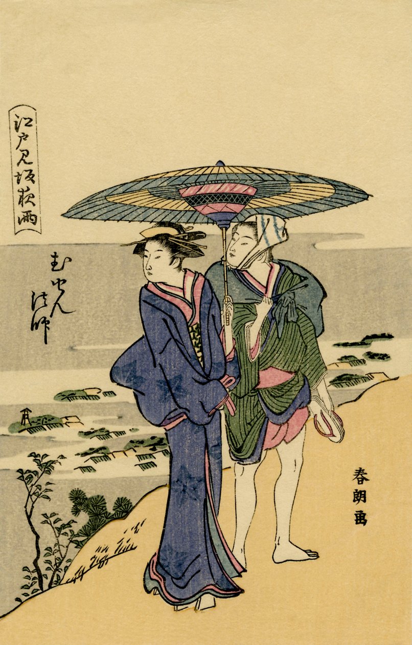Japonský pár před městem Edo (Tokio) od Unknown