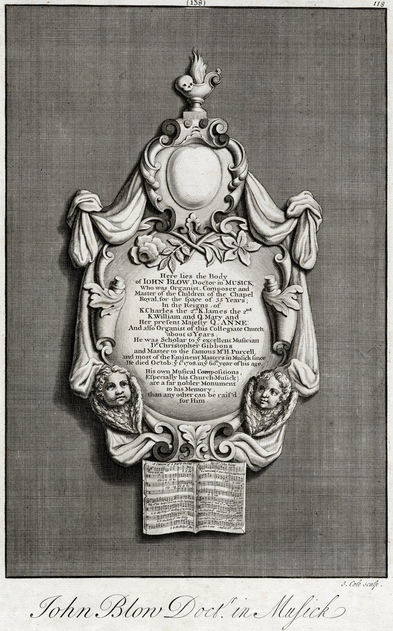 John Blow Memorial, Westminsterské opatství. od Unknown