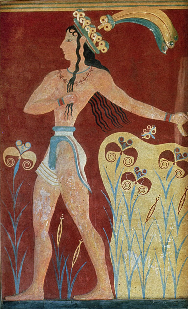 Král-kněz nebo princ s liliemi, z paláce v Knossos, 16. století před naším letopočtem od Unknown