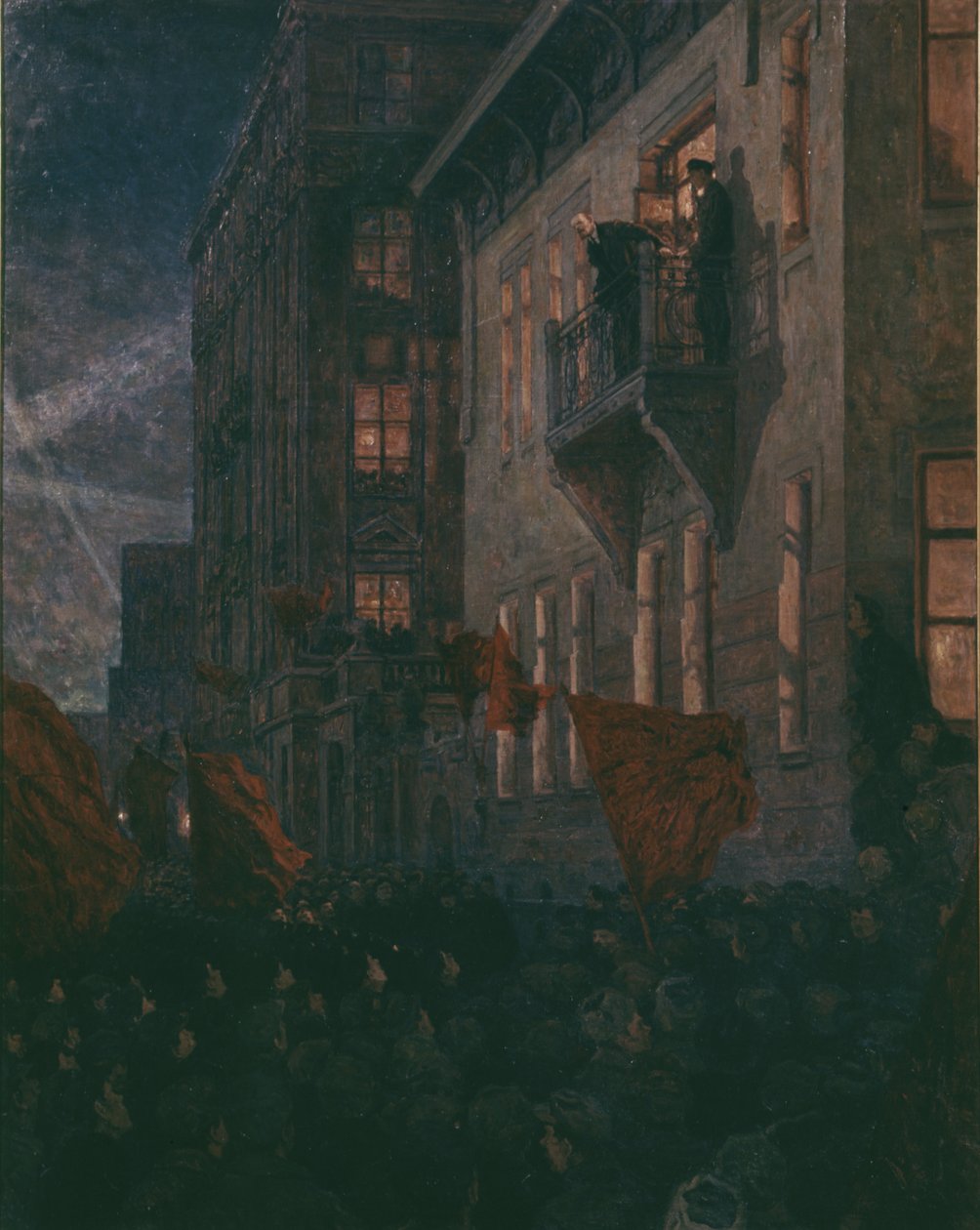 Lenin Mluví z balkónu paláce Kšešinskaja nebo V, já, Lenin vystupuje na balkón paláce Kšešinskaja od A, Moravov, Centrální Leninovo muzeum, Moskva. od Unknown