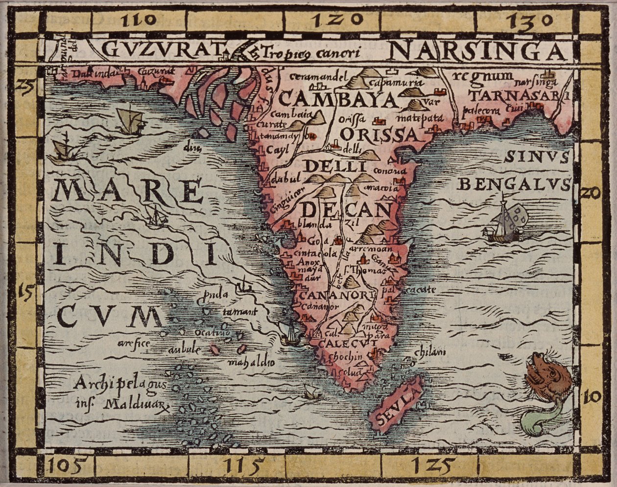 Mapa Indie od Unknown