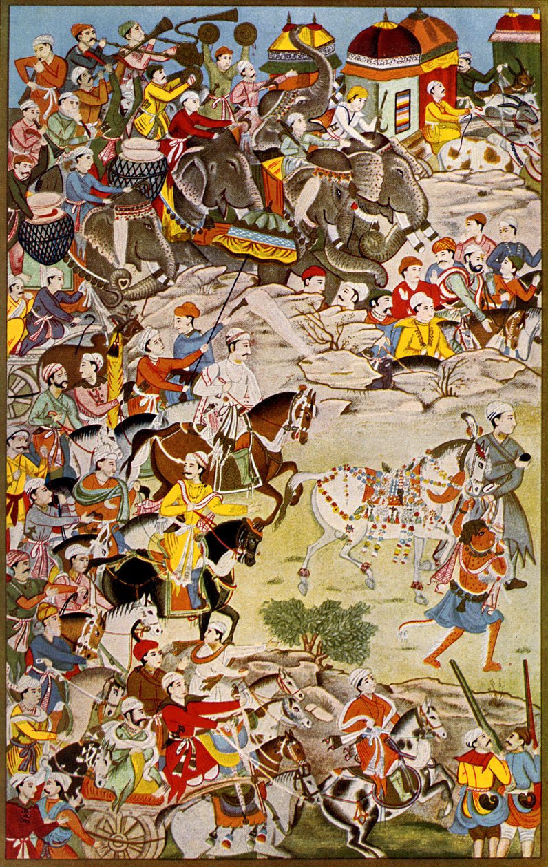 Pochod velkého Mughala, Akbara Velikého od Unknown