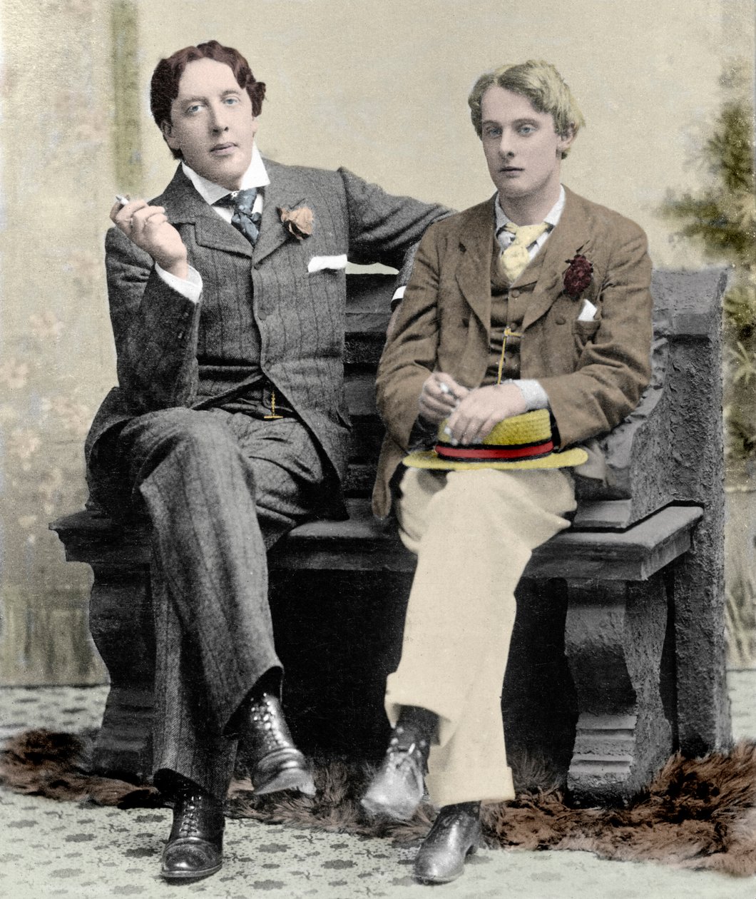 Oscar Wilde a Lord Alfred Douglas, 1894 (barevné foto) od Unknown