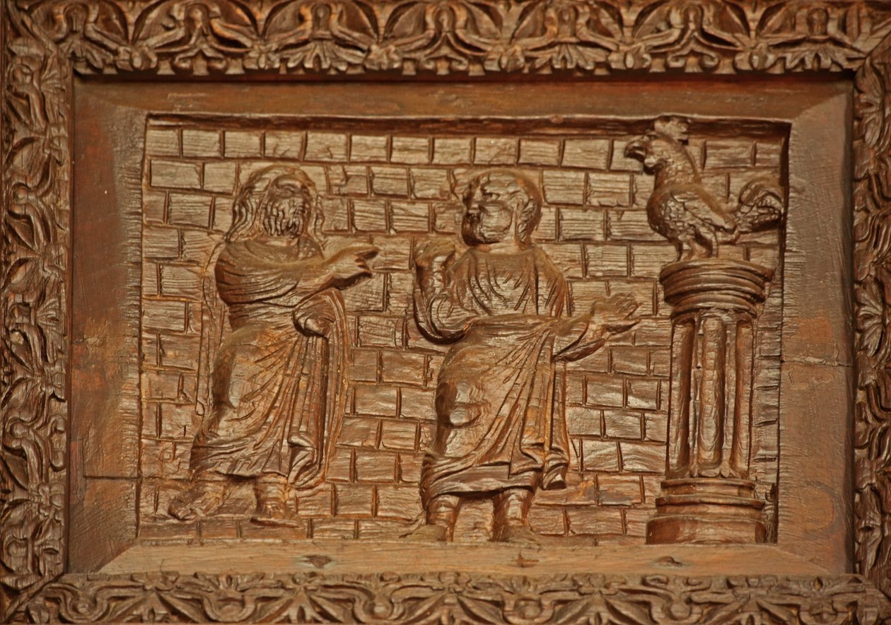 Panel od dveří 5C: Svatý Petr a kokrhající kohout od Unknown